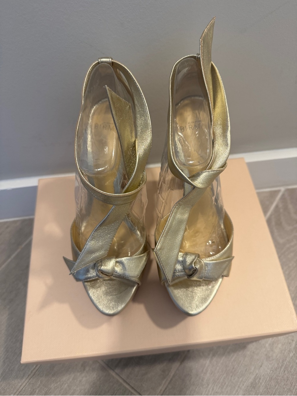 Alexandre Birman Metallic Gold Platform Knot Sandals